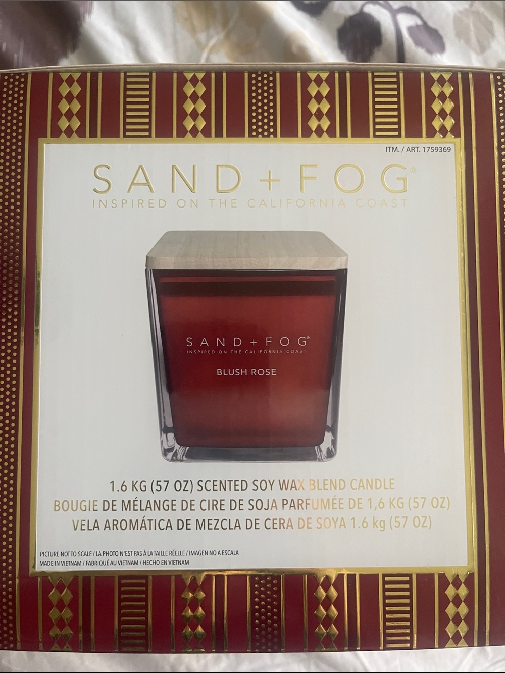 Sand + Fog Blush Rose Scented Soy Wax Candle - Red 1.6 kg 57 oz